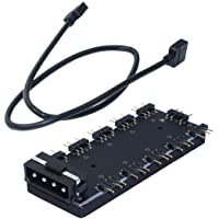 JMT 5V 3Pin RGB Hub Splitter 1 a 10 RGB Placa Base sincronización Luz de Ventilador Controlador SATA-4Pin Fuente de…
